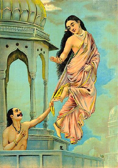 Raja Ravi Varma Urvashi and pururavas oil painting image